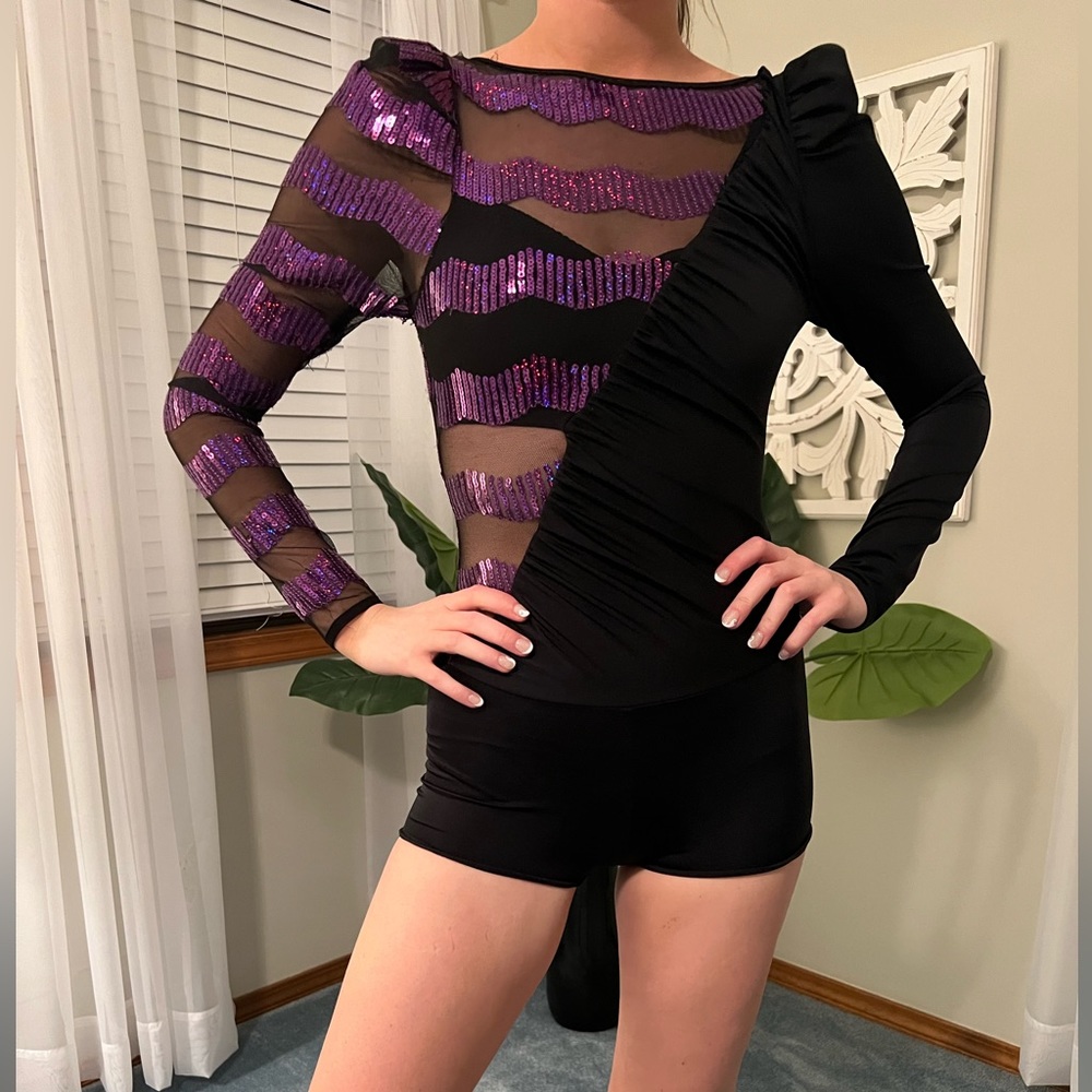Sequin/mesh bodysuit with built in bra.